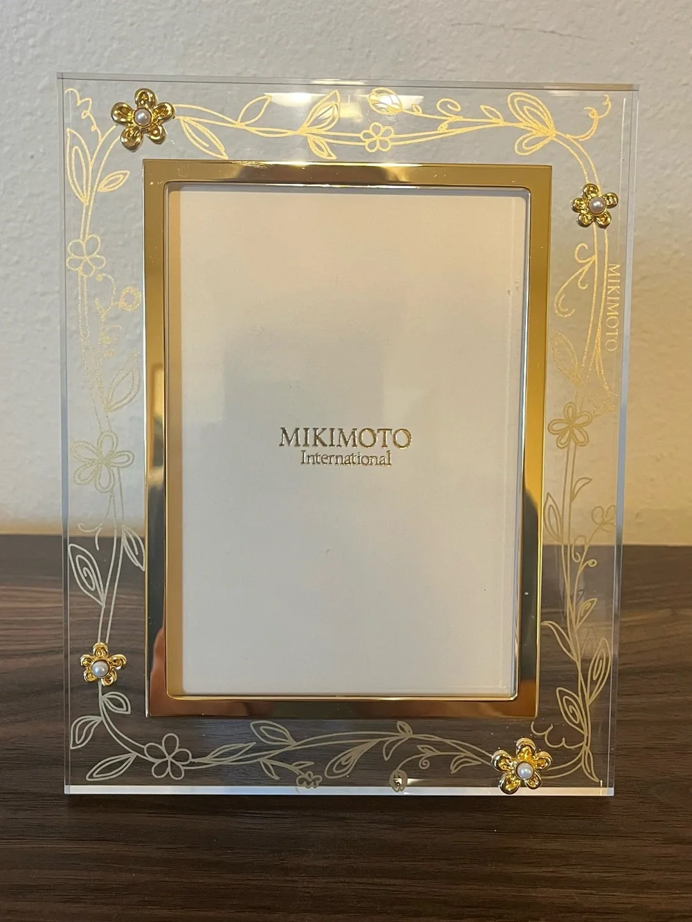 Mikimoto International Gold Tone Floral Pearl Picture Frame